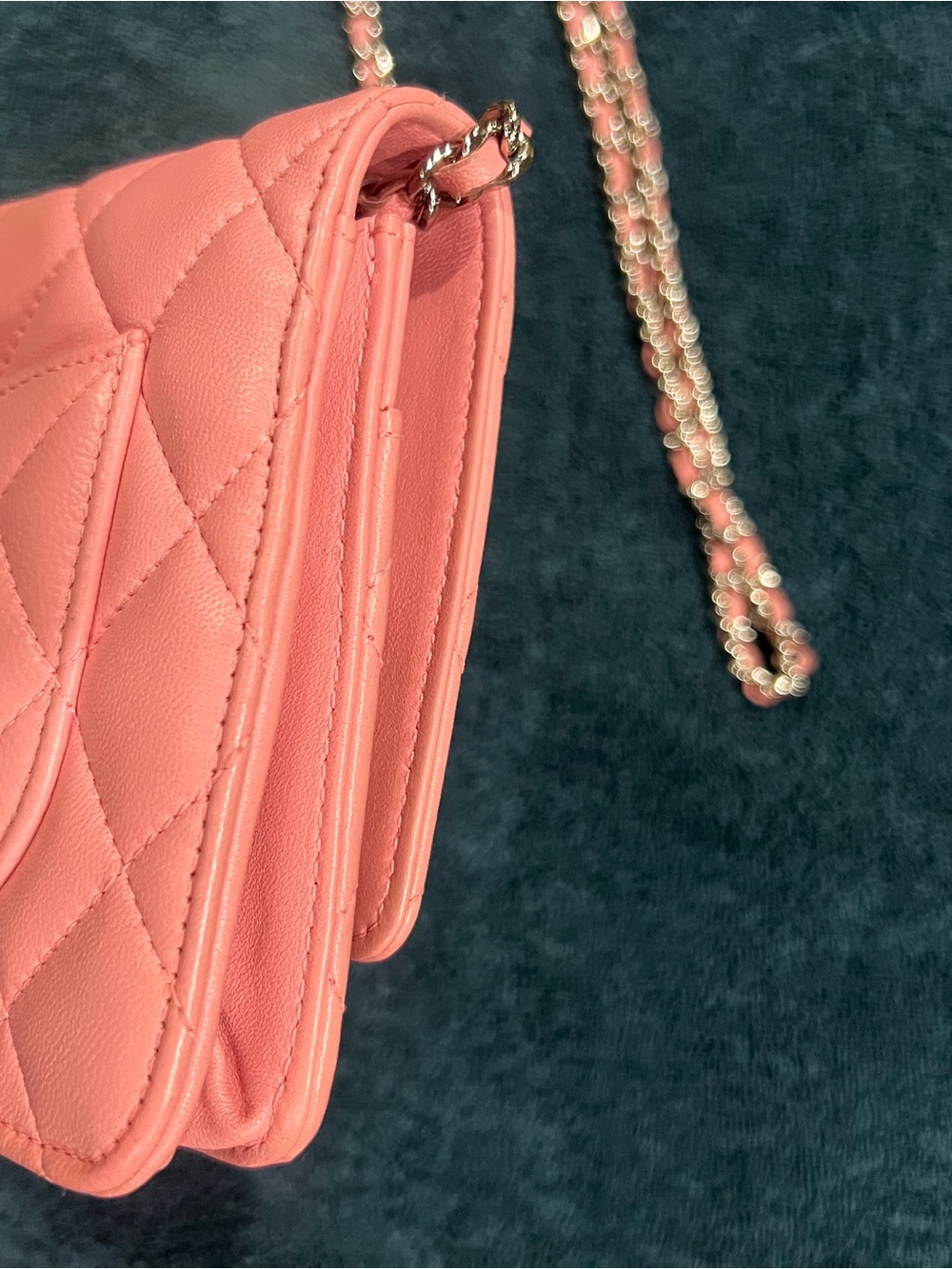 CHANEL Pink Quilted Leather Wallet-On-Chain with Chain Strap - Picture 5 of 11